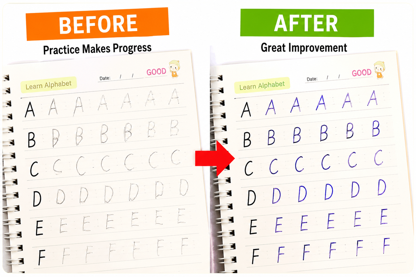 Magic Practice Copy Book Set for Kids | Reusable Handwriting & Tracing Books