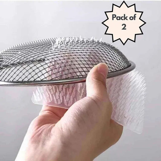 Silicone Fruit and Vegetable Cleaning Brush with Handle – Flexible Kitchen Cleaning Tool | White | Pack of 2