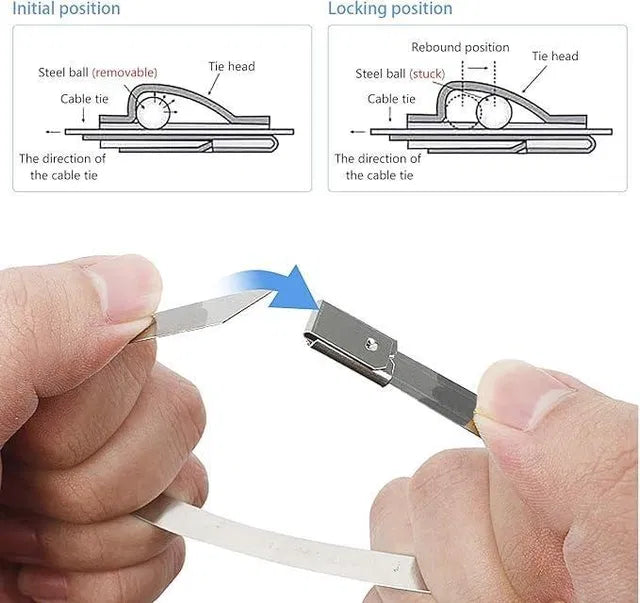 Stainless Steel Cable Lock Ties (Pack of 10) | Heavy Duty Metal Zip Ties
