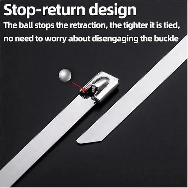 Stainless Steel Cable Lock Ties (Pack of 10) | Heavy Duty Metal Zip Ties