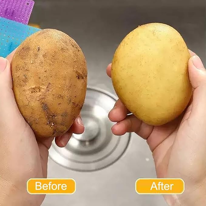 Silicone Fruit and Vegetable Cleaning Brush with Handle – Flexible Kitchen Cleaning Tool | White | Pack of 2